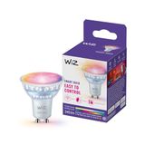 WiZ Smart LED Glass GU10 Spotlight, Gekleurd en instelbaar wit licht, 50W equivalent, 2200-6500K, 345 lumen, dimbaar, werkt met Alexa, Google Assistant en Apple Home, 1-pack