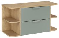 Ensemble de salle de bain 100 cm avec plateau, meuble avec 2 tiroirs et étagères ouvertes
