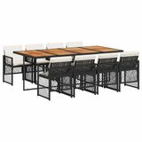 vidaXL 9-delige Tuinset Poly Rattan Zwart
