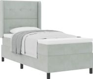 Prolenta Maison Exclusive - Lit boxspring avec tête de lit gris clair 90 x 190 cm, velours