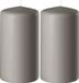 Enlightening Candles Cilinderkaars - 2x - zand/grijs - 45 branduren - 8 x 12 cm