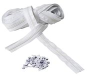 IPEA Ritssluiting maat 5# doorlopende ketting – 10 meter – ritssluitingen per meter van nylon + 25 schuivers inbegrepen – ritssluiting – op maat te snijden om te naaien, 3 kleuren naar keuze, wit