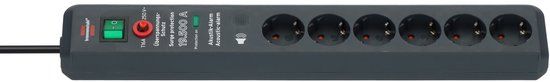 Brennenstuhl Secure-Tec 6-Way Surge Protected Socket - Anthracite
