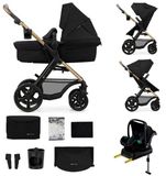Kinderkraft MOOV 2 4-in-1 Kinderwagen – Reiswieg, Wandelwagen & MINK PRO i-Size Autostoel – Zwart