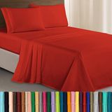 Elegant Comfort Luxe 1500 premium hotelkwaliteit microvezel drielijn geborduurd zachtste 4-delige lakenset, kreuk- en vervagingsbestendig, volledig, roest