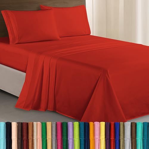 Elegant Comfort Luxe 1500 premium hotelkwaliteit microvezel drielijn geborduurd zachtste 4-delige lakenset, kreuk- en vervagingsbestendig, volledig, roest