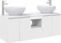 vidaXL Badkamerkastenset 3 st Wit 129 x 44,5 x 80 cm Bewerkt hout