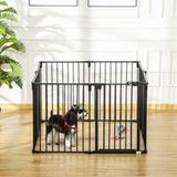 Barrière de sécurité pour cheminée, parc à jeux modulaire pliable à 8 panneaux pour chiens avec porte, sans perçage requis