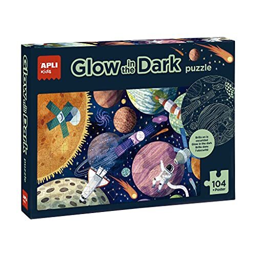 Apli Kids 18812 Fluorescerende puzzel Glow in the dark, model solar neon-effect, brandt in het donker, 104 delen, afmeting 5 x 5 cm (18812)