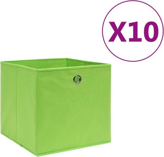 vidaXL Opbergboxen 10 stuks 28x28x28 cm Groen