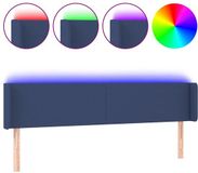 vidaXL Hoofdbord met LED - 163x16x78/88 cm - Stof - Blauw