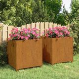 Maison Exclusive - Jardinières sur pieds, lot de 2. Aspect rouille. Dimensions : 50x50x50 cm. Acier corten