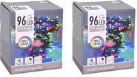 Guirlande lumineuse - 2x - 96 lampes LED - multicolore - 700 cm - à piles - fil noir - guirlande lumineuse