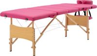 vidaXL - Massagetafel - inklapbaar - 4 zones - hout - roze