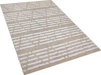 Beliani AHIRLI Laagpolig vloerkleed Beige Katoen 120 x 180 cm