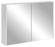 3xE living Armoire de toilette avec miroir, blanc, 104,6 cm, Vena | Murale, 104,6 x 14 x 57 cm, 2 portes miroir, 2 étagères, charnières amorties, 2 panneaux MDF 16 mm rainurés, modèle Vena