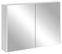 3xE living Armoire de toilette avec miroir, blanc, 104,6 cm, Vena | Murale, 104,6 x 14 x 57 cm, 2 portes miroir, 2 étagères, charnières amorties, 2 panneaux MDF 16 mm rainurés, modèle Vena