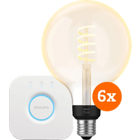 Philips Hue Filament White Ambiance Globe XL 6-Pack + Bridge