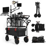 TARION Videoproductie Camera Cart: Opvouwbare winkelwagen voor fotograaf Quick Release met 360 ° draaibare wielen voor filmstudio podiumverlichting opslag digitale technische kar laadvermogen tot 20