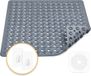 Tapis de douche antidérapant, 53 x 53 cm, 100% sans BPA, incluant 2 crochets de suspension et 1 grille d'évacuation en silicone. Tapis de douche antidérapant, lavable en machine, résistant à la moisissure, doux pour la peau (gris foncé)