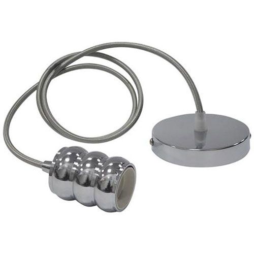 BES LED Plafondlamp - Rond - Mat Chroom Aluminium - E27 - 100cm