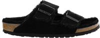 Birkenstock Arizona Shearling Veloursleder Suede Narrow Pantoffels - Black - Maat 39