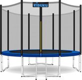 KIDUKU® Trampoline Ø 244/305/366/427 cm | Ensemble complet avec filet de sécurité, échelle, housse de protection, ancrage au sol & accessoires | Trampoline de jardin extérieur trampoline pour enfants capacité de charge 150 kg