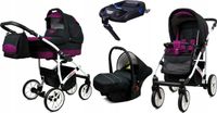 BabyLux® Largo | Set de poussette 4-en-1 | Noir Violet | Poussette combinée | Ensemble de poussette | Isofix
