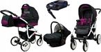 BabyLux® Largo | Set de poussette 4-en-1 | Noir Violet | Poussette combinée | Ensemble de poussette | Isofix
