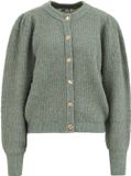 WE Fashion Dames gebreid vest van wolmix met gouden knopen
