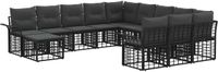 vidaXL Tuinbank Set Zwart en Donkergrijs Poly Rattan