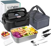 Boîte à lunch électrique - Chauffe-plat - 1,5 litre - 60 watt - pour voiture et maison - prise UE - étanche - portable - orange