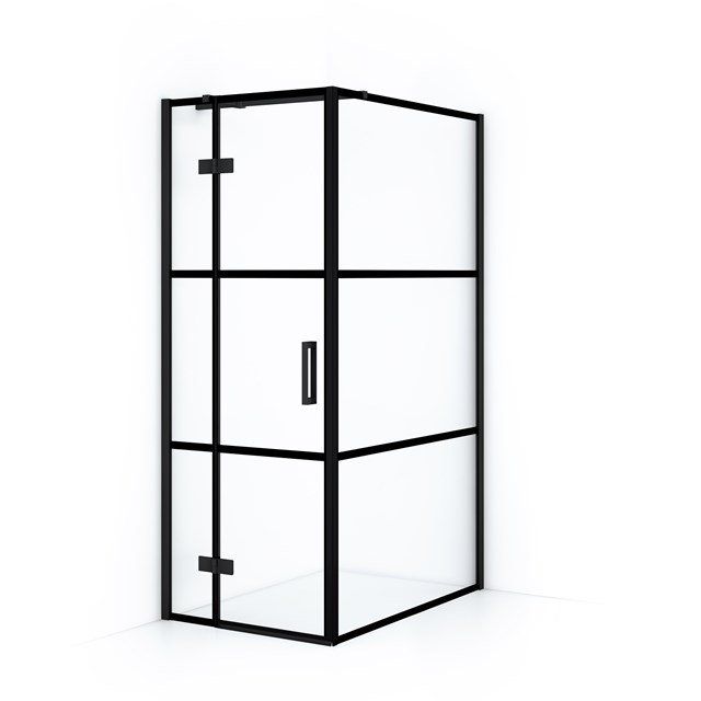 Maxaro Douchecabine Diamond 140x80cm 8mm Helder Veiligheidsglas met Zwarte Strepen Mat Zwart