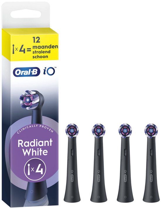 Oral-B iO Radiant White Opzetborstels - Zwart - 4 stuks