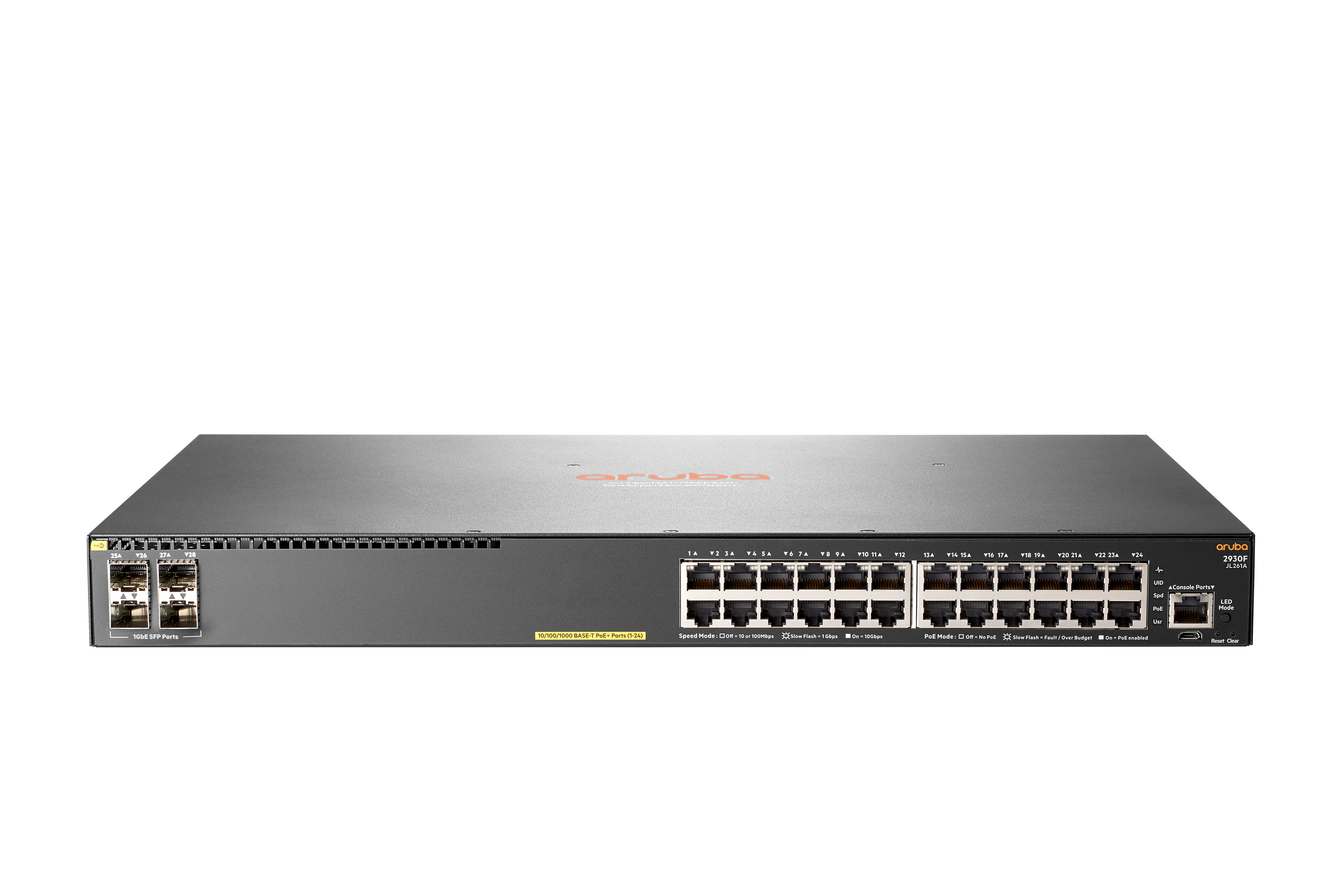 HP Aruba 2930F 24G PoE+ 4SFP Switch - Grijs