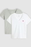 Levi's Perfect T-shirt met V-hals (2 stuks) - Dames - M - Veelkleurig / 2 Pack V Neck White + & Starstruck Heather