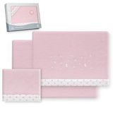 Interbaby Beddengoedset voor kinderbed, 60 x 120 cm, 100% polyester, warm, inclusief hoeslaken, dekbedovertrek en kussensloop, ideaal voor de winter, sterrenmaan, roze