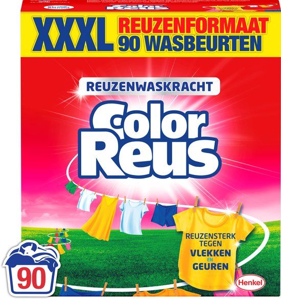 Witte Reus Color Reus Waspoeder Wasmiddel - Gekleurde Was - 90 Wasbeurten - Grootverpakking