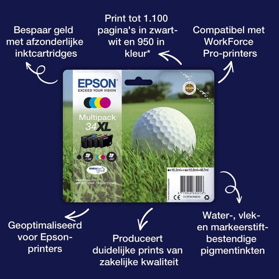 Epson 34 Golf ball DURABrite Ultra Geel Inktcartridge