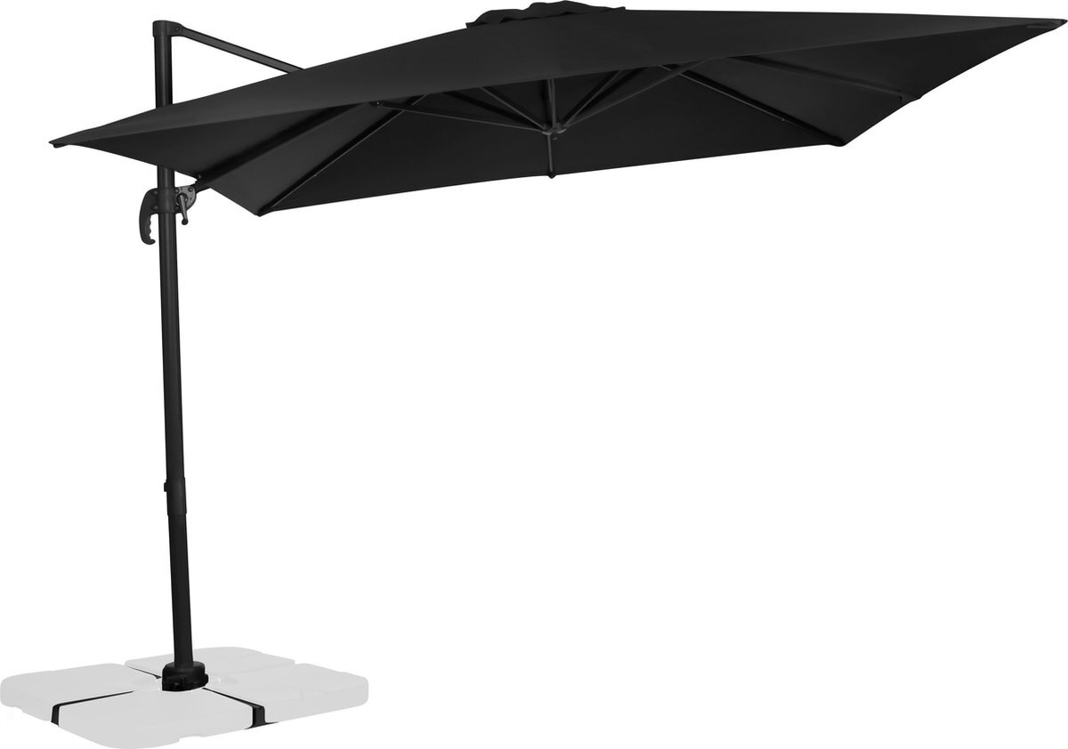 VONROC GARDEN VONROC Premium Zweefparasol Pisogne 300x300m - Duurzame parasol – 360 ° Draaibaar - Kantelbaar – UV werend doek - Antraciet/Zwart – Incl. beschermhoes