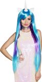 Boland Pruik Eenhoorn Stardust Blauw, Neon - Steil - Lang - Vrouwen - Eenhoorn - Fantasy