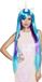 Boland Pruik Eenhoorn Stardust Blauw, Neon - Steil - Lang - Vrouwen - Eenhoorn - Fantasy