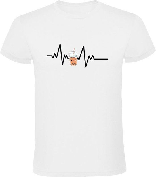 Sol's Bubble tea hartslag Heren t-shirt 2XL - Wit