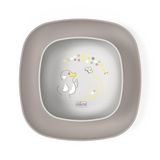Chicco Serviesset voor kinderen, babyvoeding met 1 platte borden en 1 kom, 2-delige bordenset, stapelbaar, ruimtebesparend, vanaf 12 maanden, grijs
