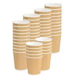 Ripple Cups Wegwerp-papieren bekers, drielaags, dubbelwandig, geïsoleerd, Havana, beige, recyclebaar, voor afhaaldranken, koffie, thee, cappuccino, cocktails, bier, wijn (350 ml, 500 stuks)
