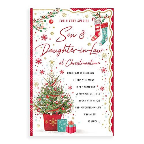 Piccadilly Greetings Sentiment Kerstkaart Zoon & Dochter in de Rechten - 12 x 8" - Regal Publishing