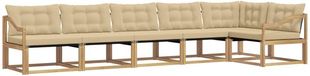 vidaXL Hoek loungeset 6-delig Wit en Beige Acacia Hout