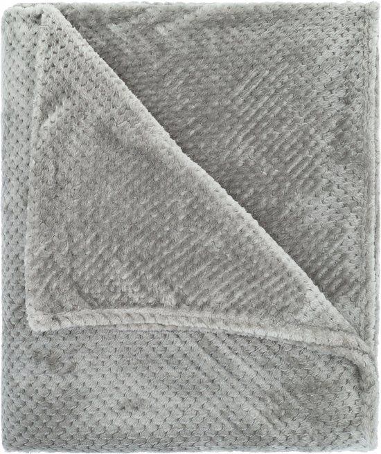 QUVIO Plaid - Fleece deken - Grijs - 200 x 230 cm