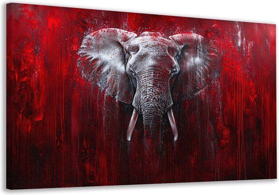 Merkloos / Sans marque Olifant Canvas Schilderij - 70x50 cm - Landelijk - Dieren Wanddecoratie