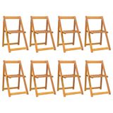 Acacia bois massif chaises pliantes, 8 pièces